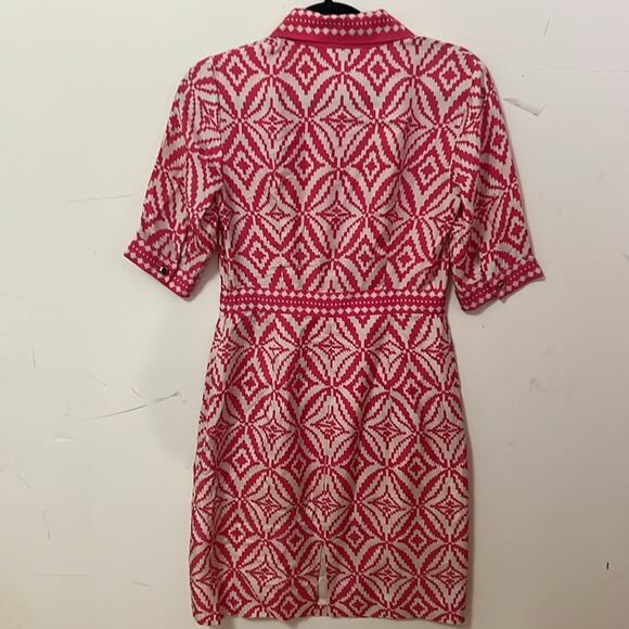 MILLY NEWYORK PINK & WHITE 100% SILK DRESS SIZE 2 - Picture 5 of 11